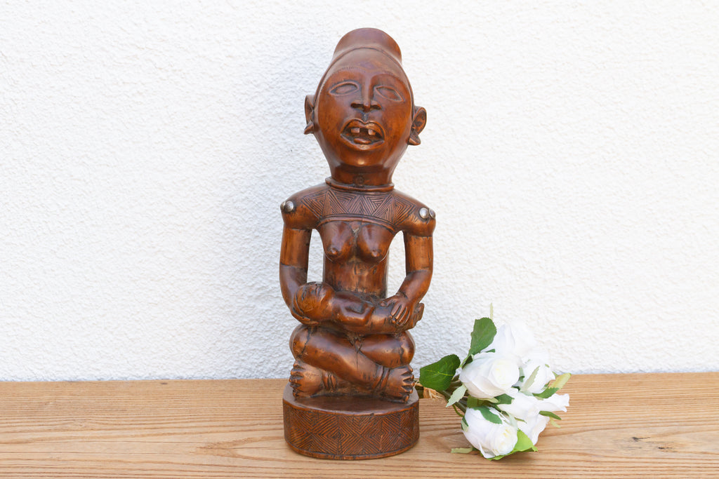 African Phemba Mother & Child Figure