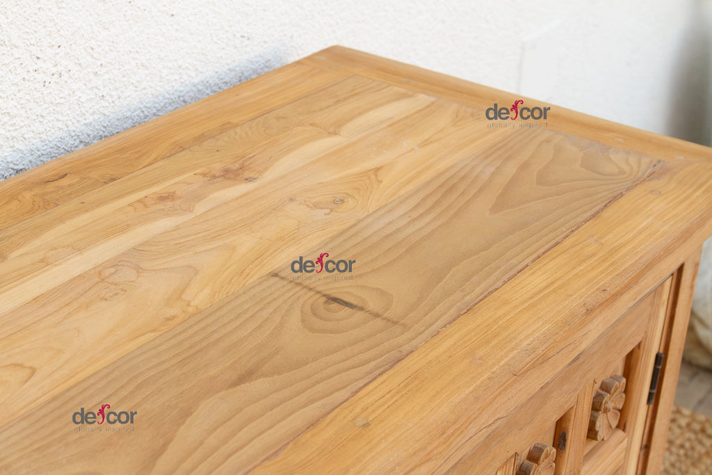 Carved Floral Lotus Buffet Cabinet (Trade)