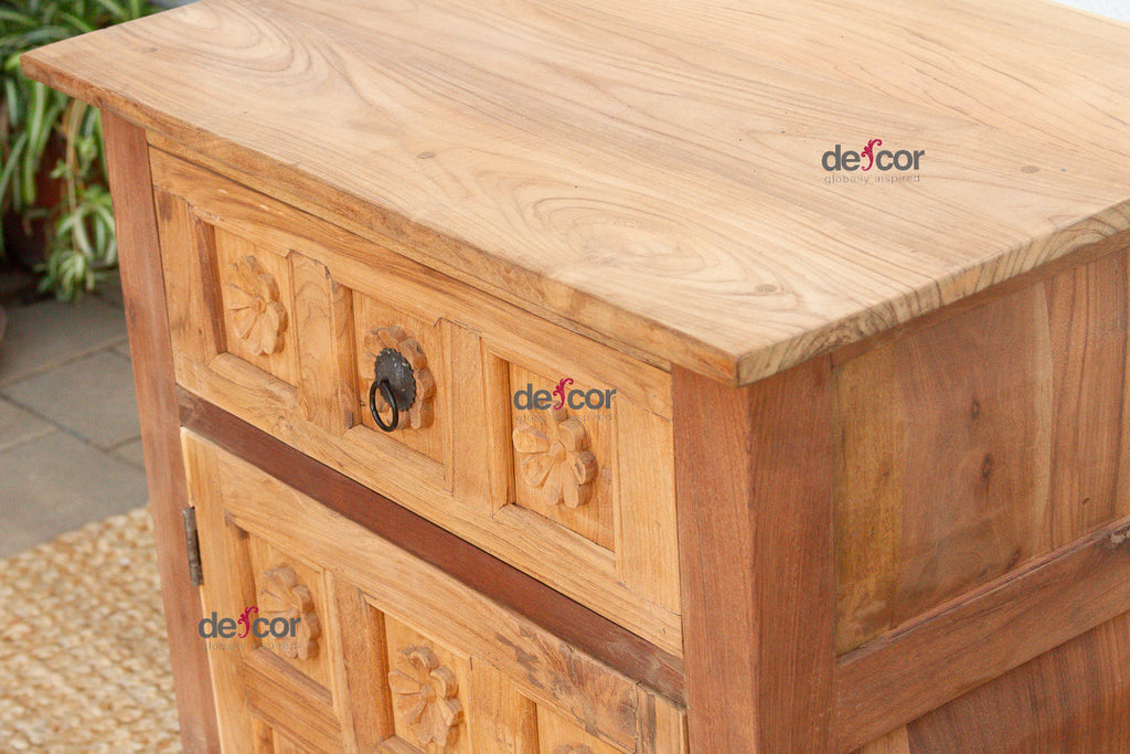 Set of 2, Haveli Lotus Flower Bedside Cabinets (Trade)