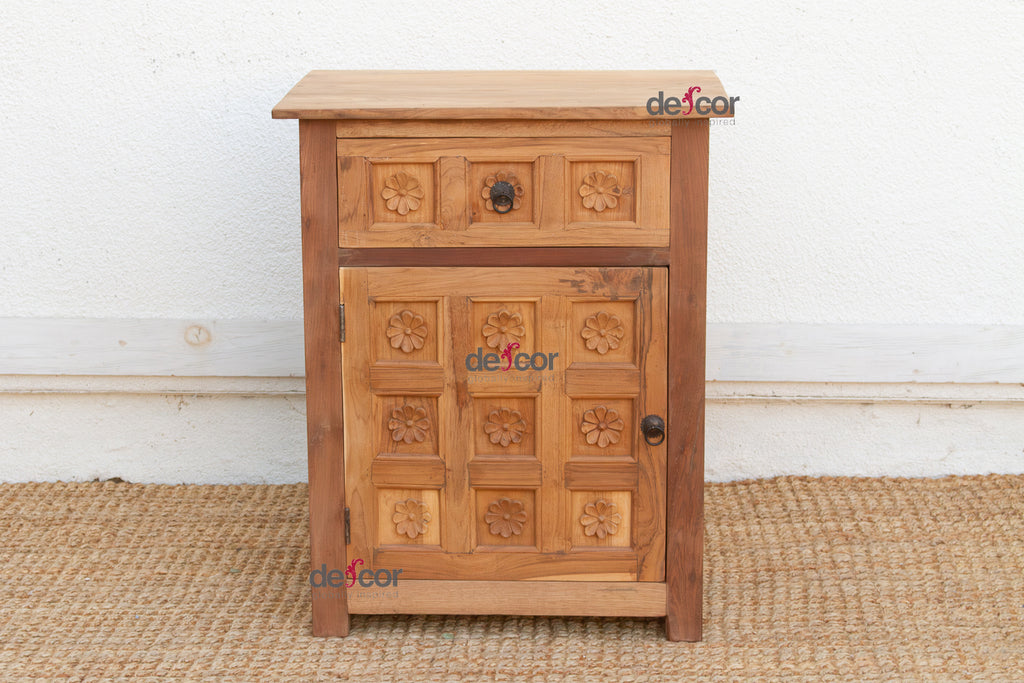 Set of 2, Haveli Lotus Flower Bedside Cabinets (Trade)