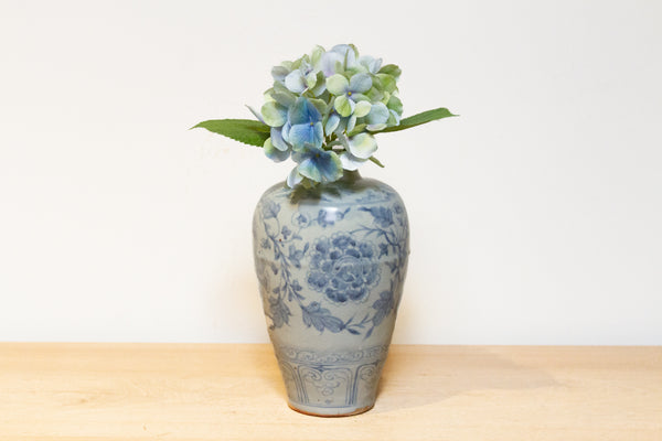 Lotus Glazed Blue & White Vase
