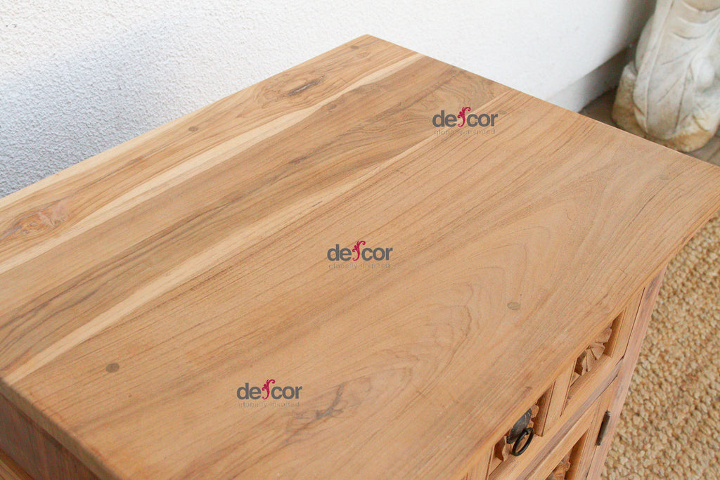 Reclaimed Wood Floral Bedside Cabinet (Trade)