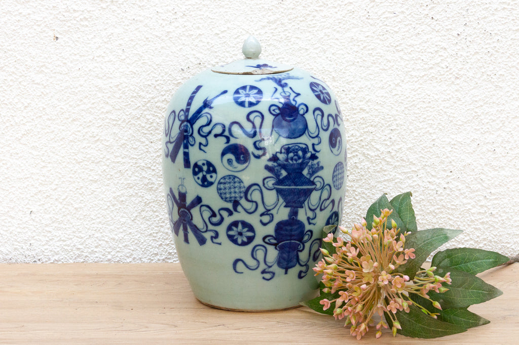 Blue & White Porcelain Lidded Jar