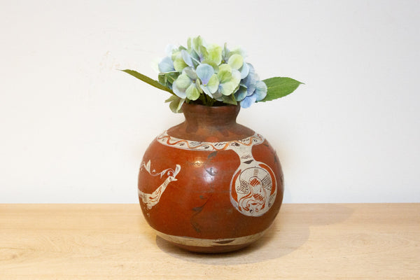 Hand-Painted Bird Motif Water Pot