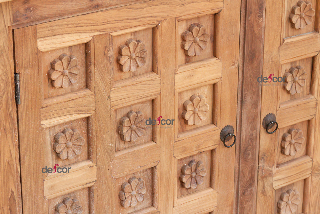 Reclaimed Teak Lotus Flower Sideboard