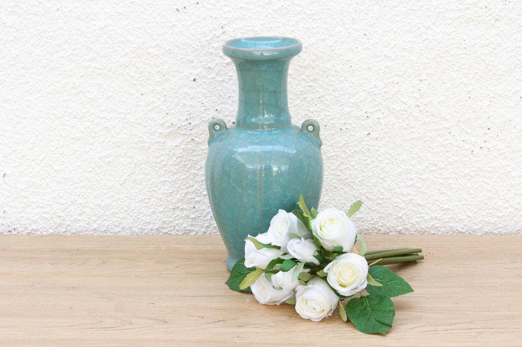 Antique Turquoise Crackle Glaze Vase (Trade)
