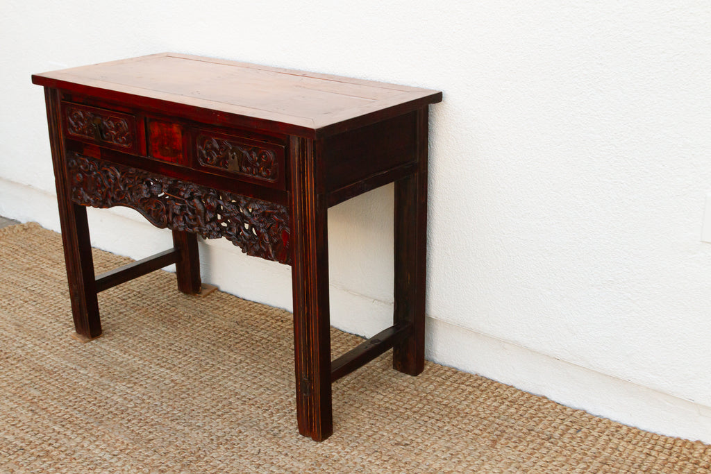 Rustic Heavily Carved Chinese Altar Console