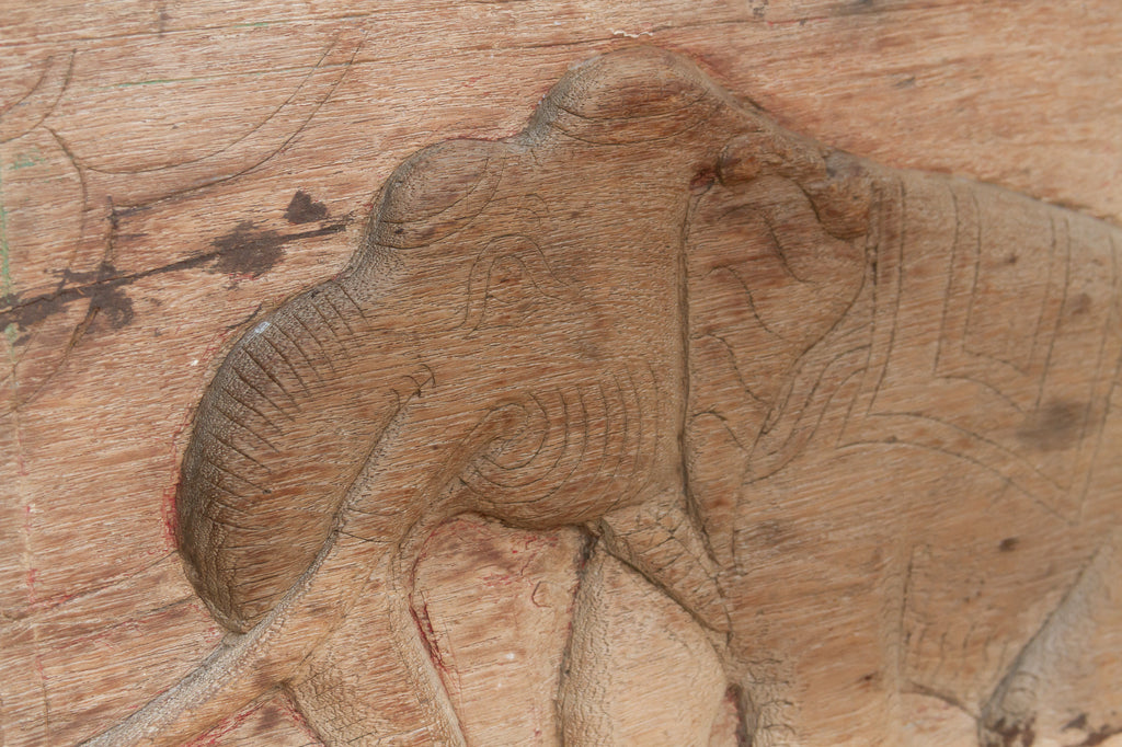 Antique Thai Elephant Carved Panel
