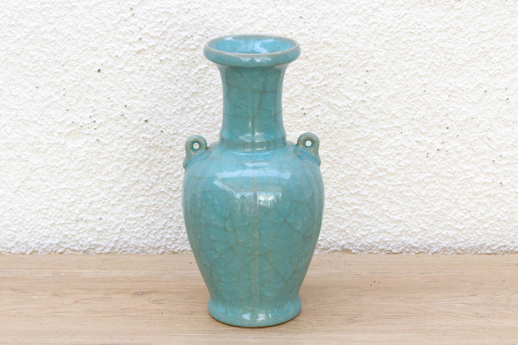 Antique Turquoise Crackle Glaze Vase (Trade)