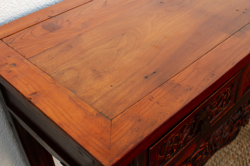Rustic Heavily Carved Chinese Altar Console