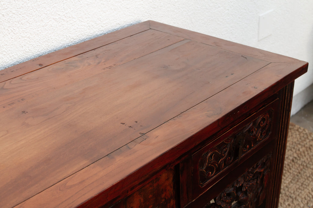 Rustic Heavily Carved Chinese Altar Console