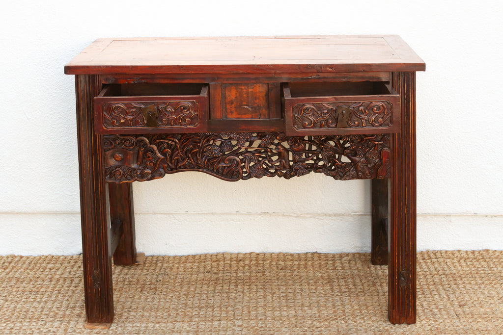 Rustic Heavily Carved Chinese Altar Console