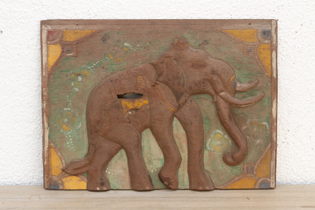 Vibrant Early 20th Century Thai Elephant Panel
