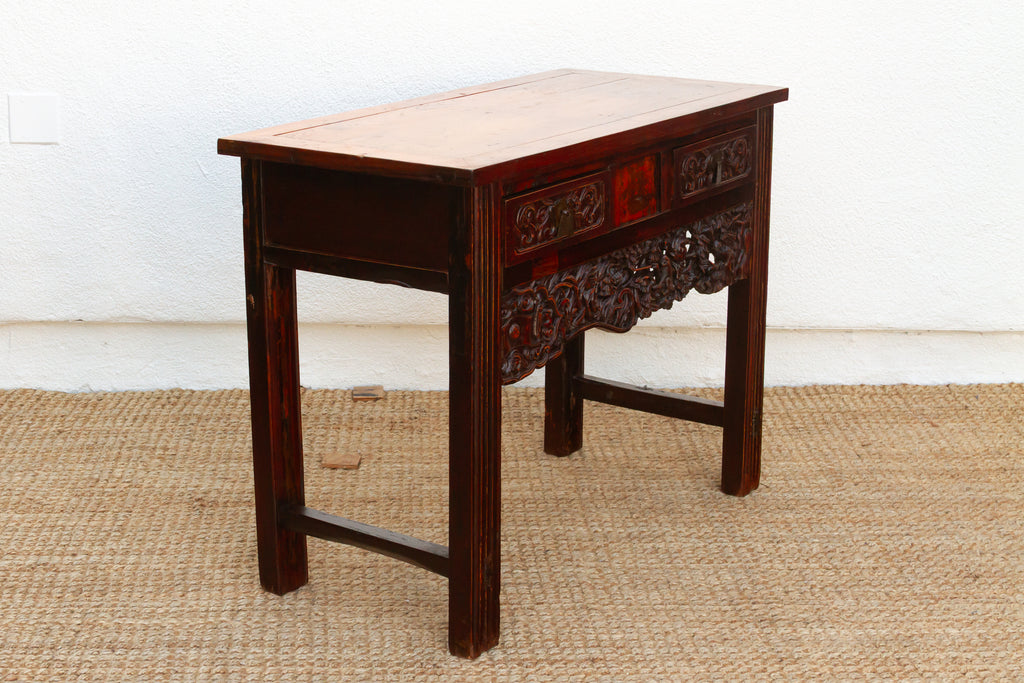 Rustic Heavily Carved Chinese Altar Console
