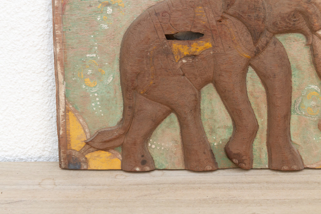 Vibrant Early 20th Century Thai Elephant Panel