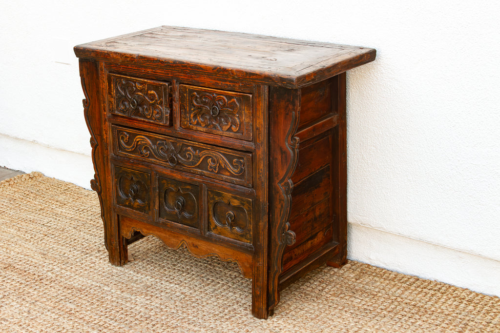 Antique Chinese Carved Six-Drawer Dresser