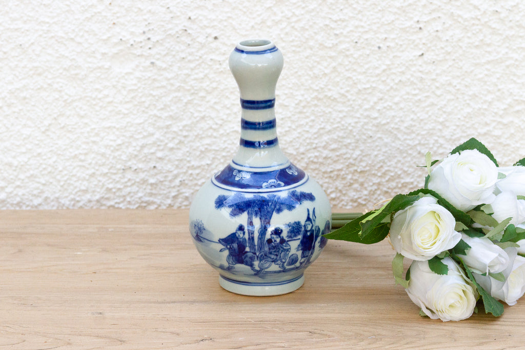 Elegant Antique Blue & White Porcelain Vase