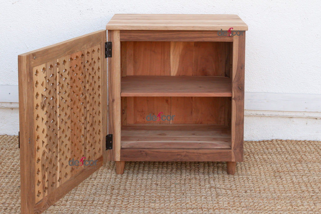 Reclaimed Teak Geometric Jali Nightstand (Trade)