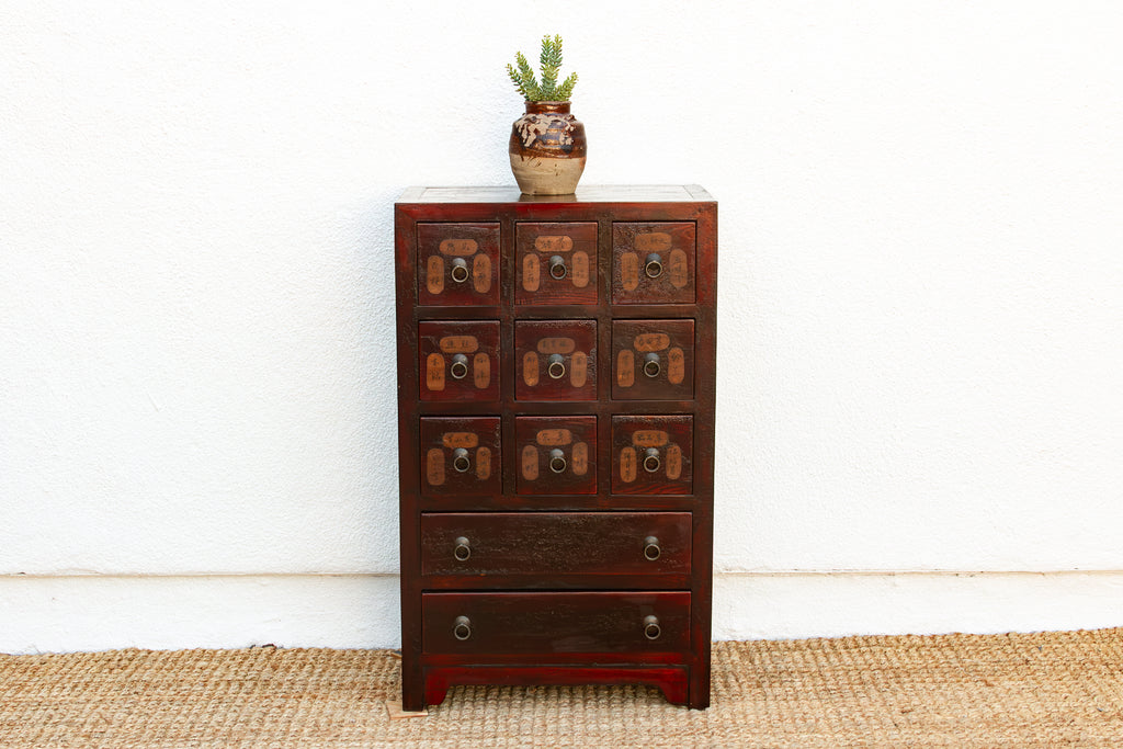 Vintage Red Painted Apothecary Chest