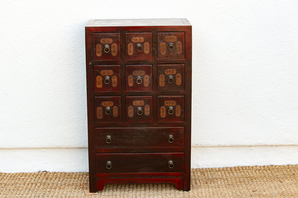 Vintage Red Painted Apothecary Chest