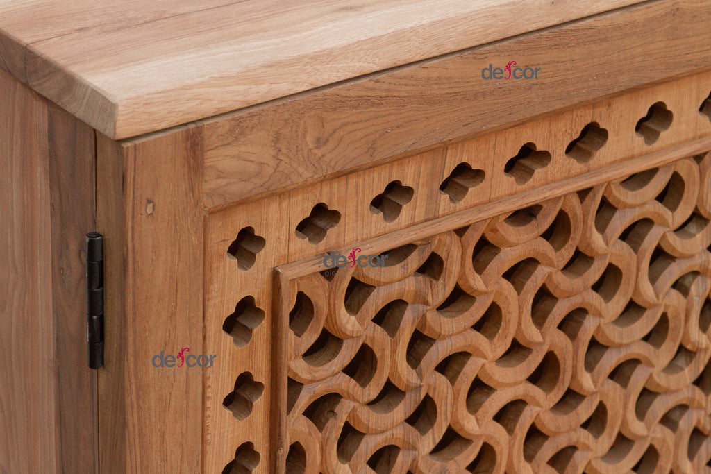 Reclaimed Teak Geometric Jali Nightstand (Trade)