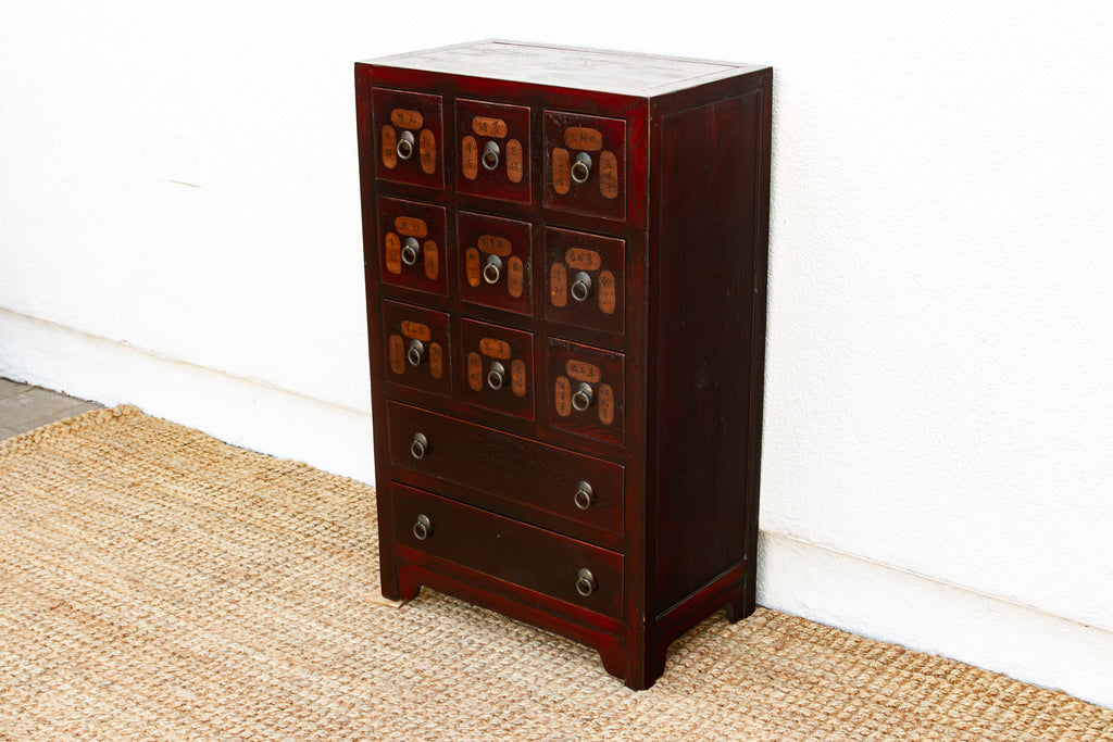 Vintage Red Painted Apothecary Chest