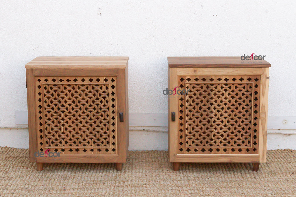 Set of 2 Reclaimed Teak Jali Nightstands (Trade)