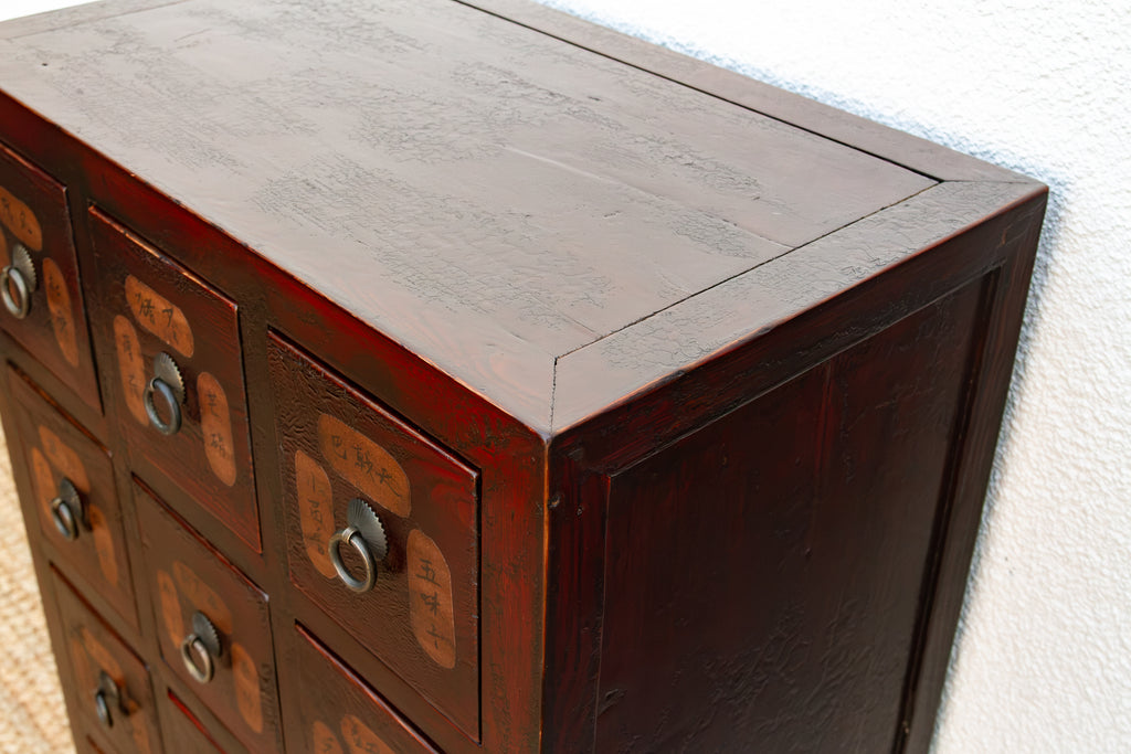 Vintage Red Painted Apothecary Chest