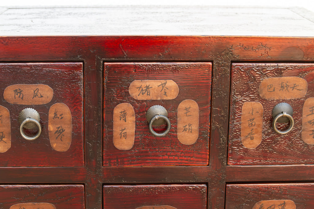 Vintage Red Painted Apothecary Chest