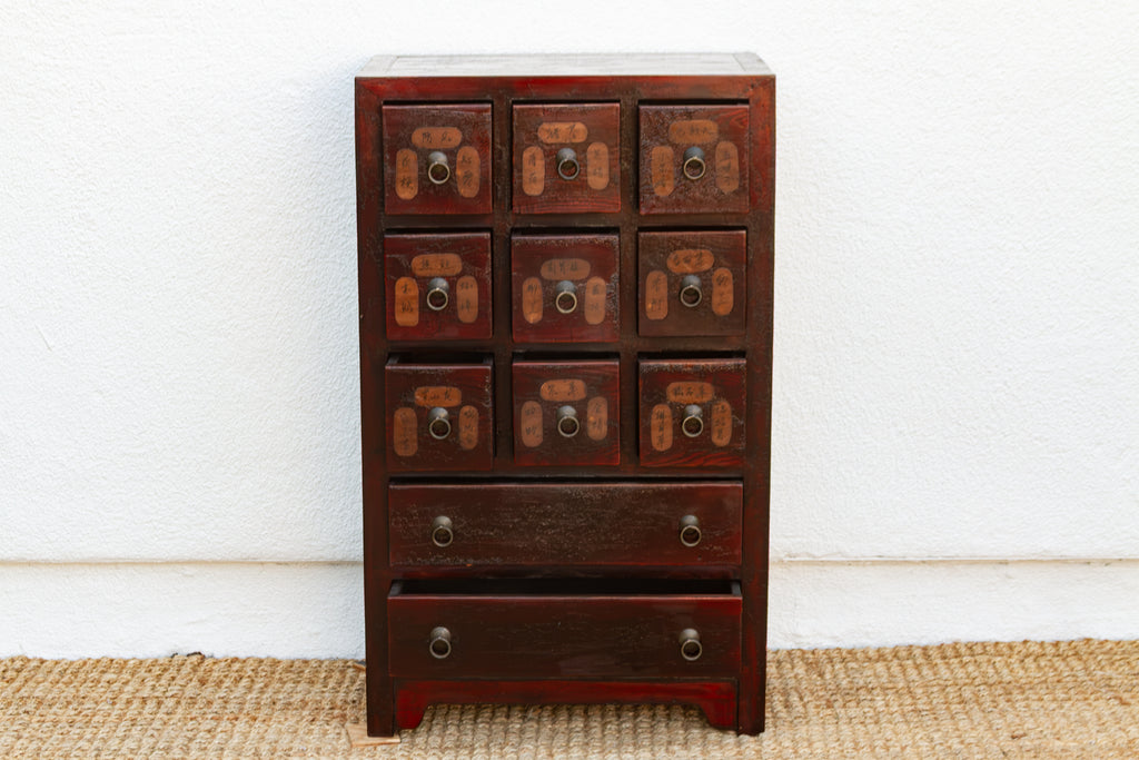 Vintage Red Painted Apothecary Chest