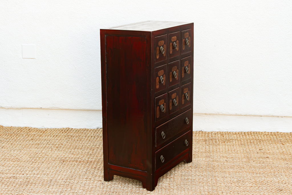 Vintage Red Painted Apothecary Chest