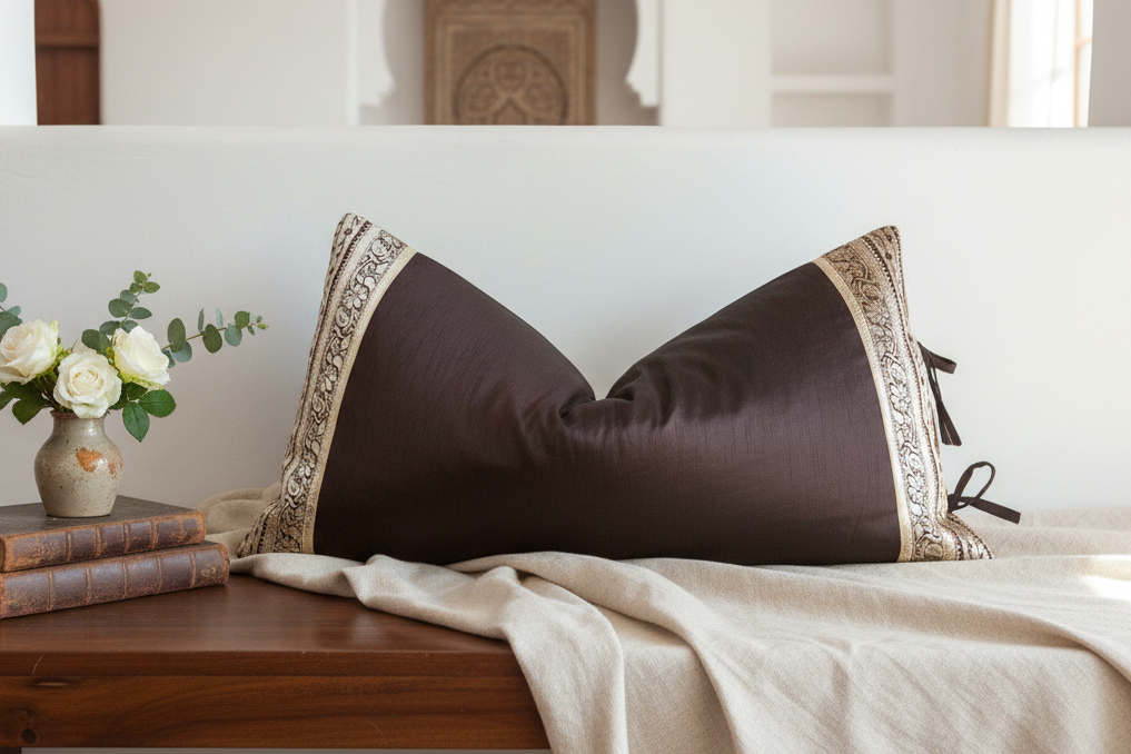 Kali Large Festive Indian Silk Queen Lumbar Pillow Cover