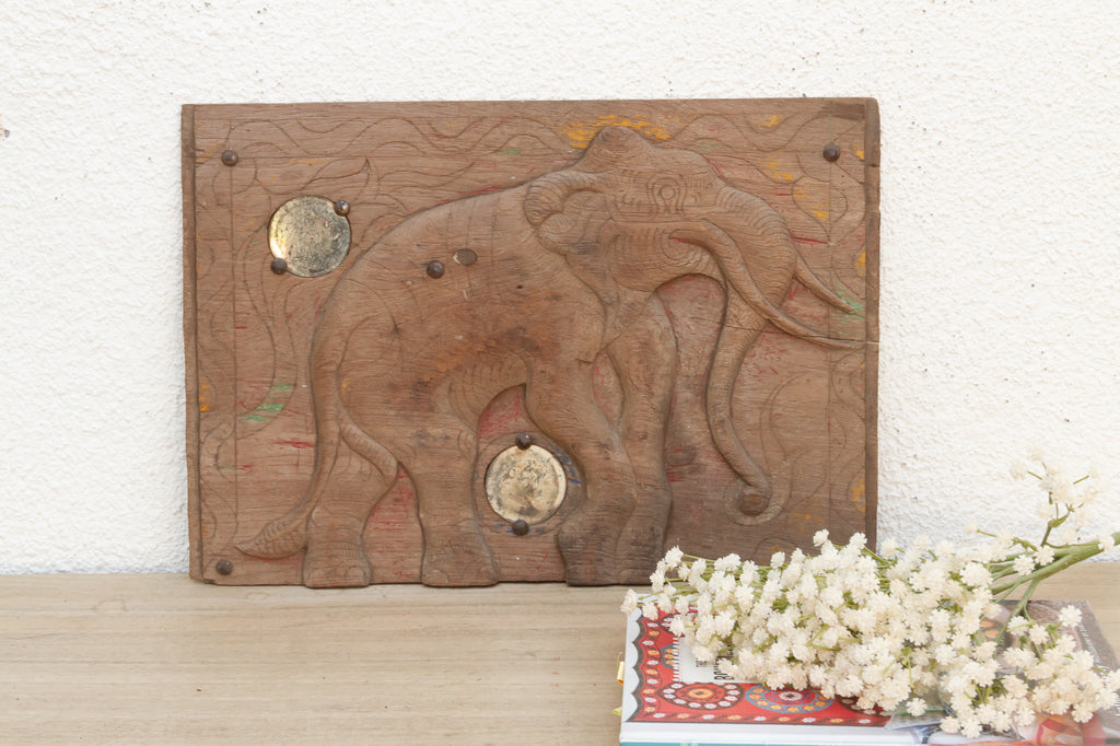 Distressed & Mirrored Thai Elephant Carving
