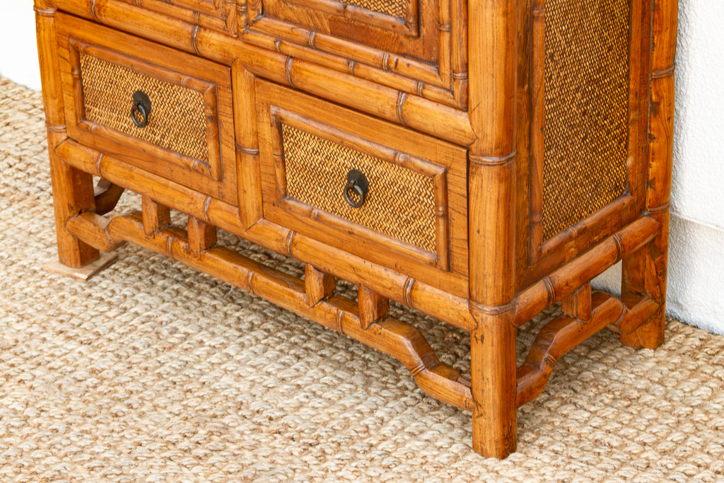 Vintage Faux Bamboo & Cane Cabinet