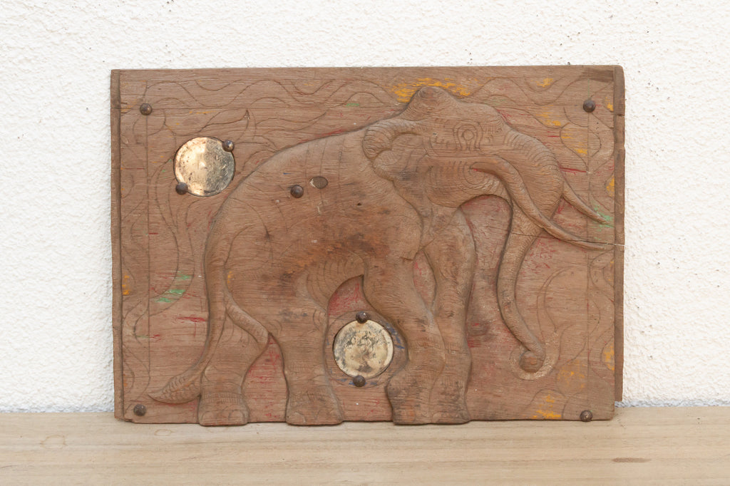Distressed & Mirrored Thai Elephant Carving