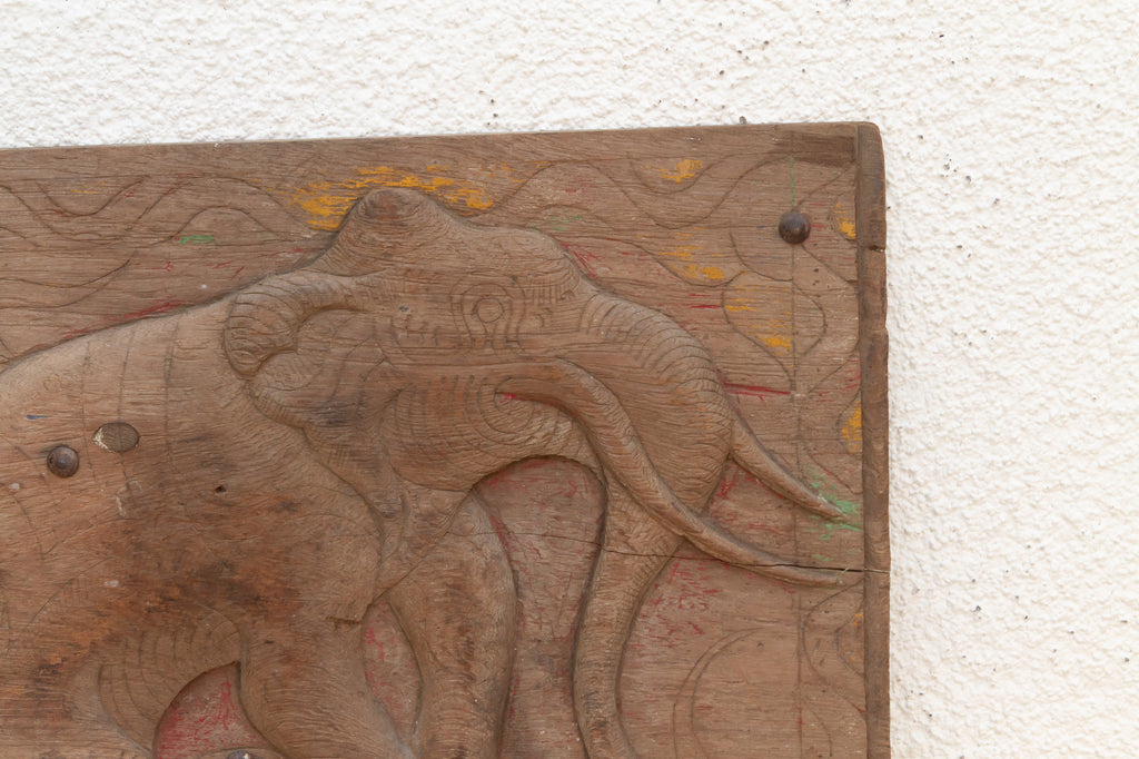 Distressed & Mirrored Thai Elephant Carving