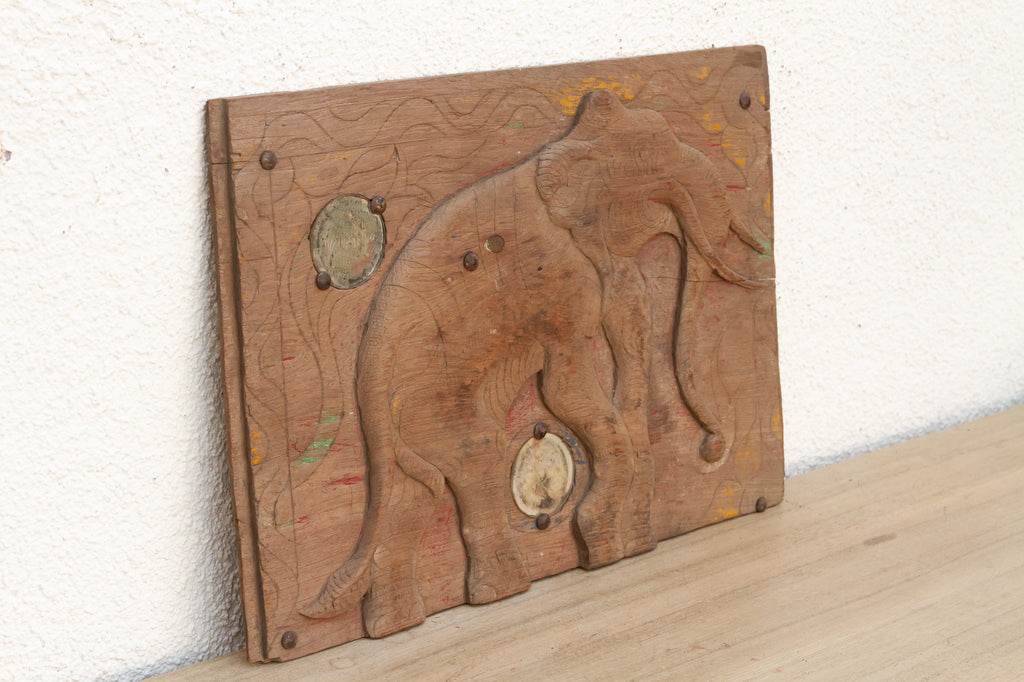 Distressed & Mirrored Thai Elephant Carving