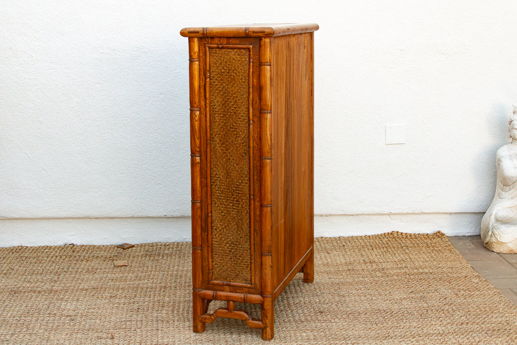 Vintage Faux Bamboo & Cane Cabinet