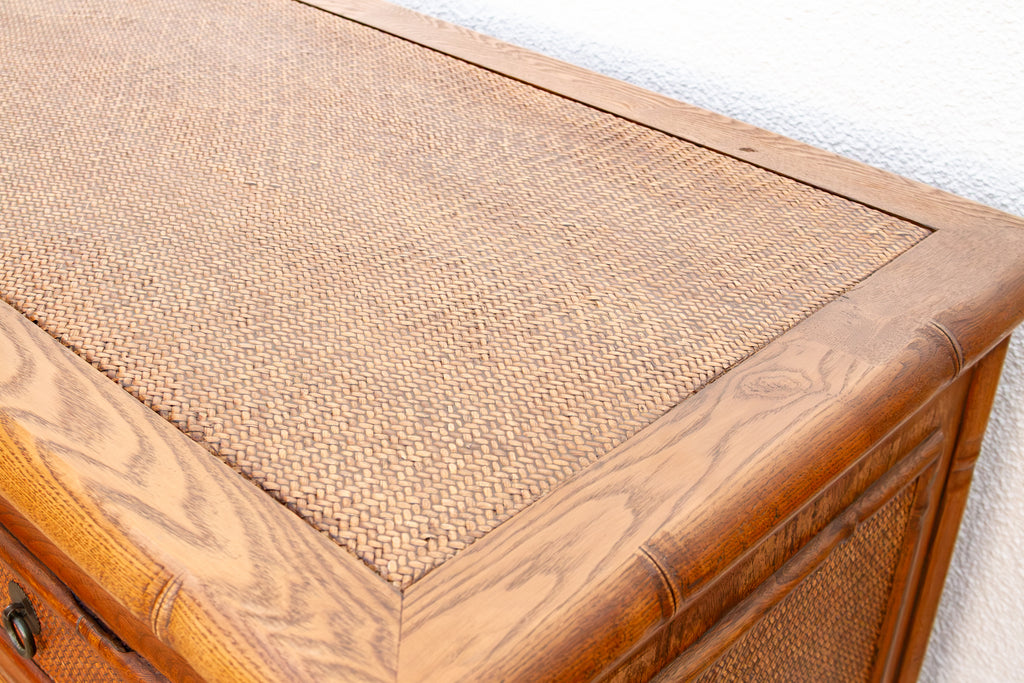 20th Century Faux Bamboo & Cane 6-Drawer Dresser (Trade)