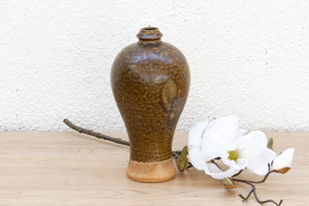 Antique Textured Glazed Brown Stoneware Wine Jug (Trade)