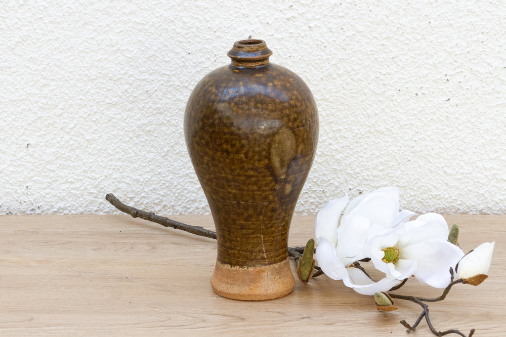 Antique Textured Glazed Brown Stoneware Wine Jug (Trade)