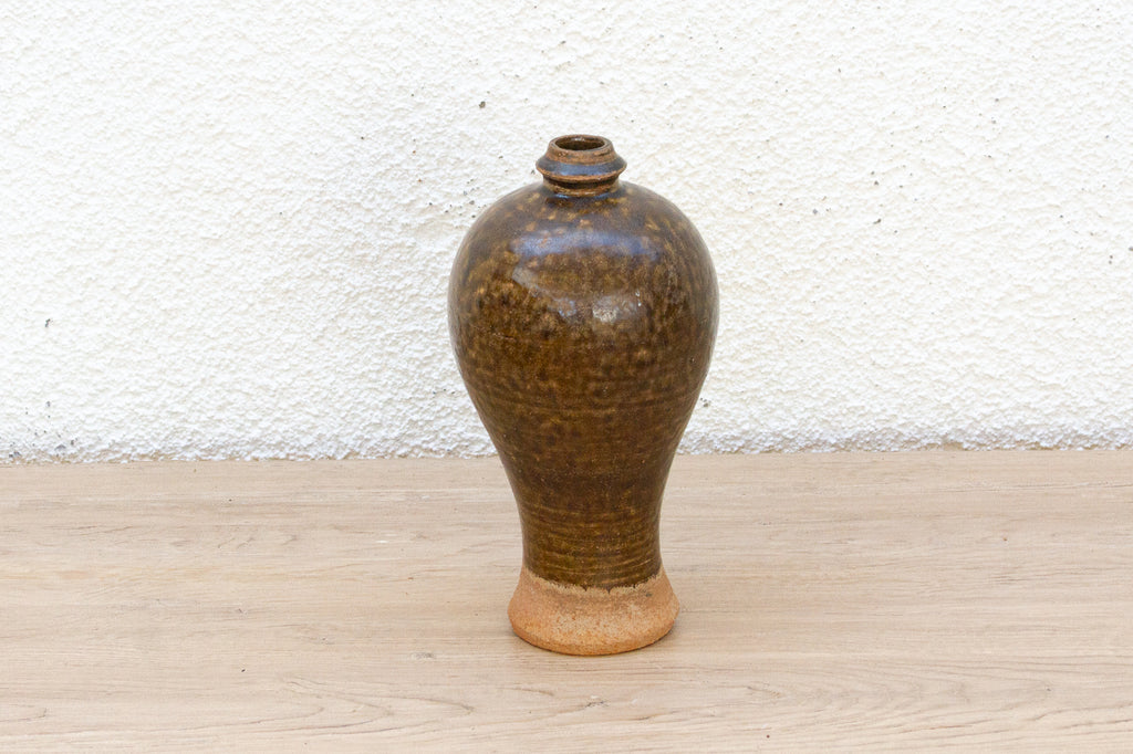 Antique Textured Glazed Brown Stoneware Wine Jug (Trade)