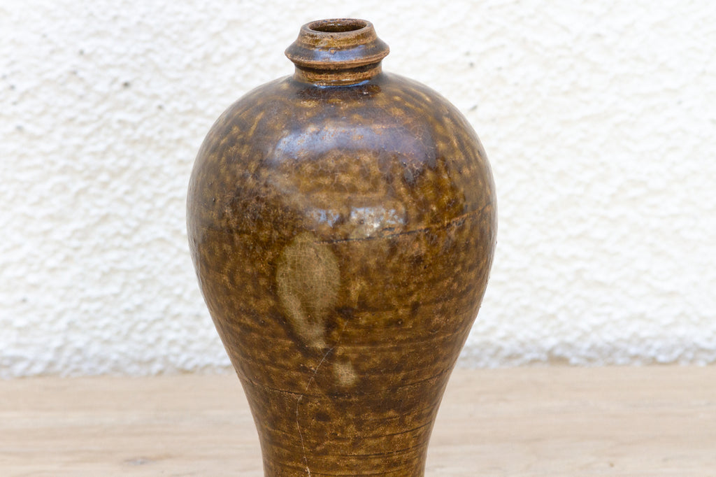 Antique Textured Glazed Brown Stoneware Wine Jug (Trade)