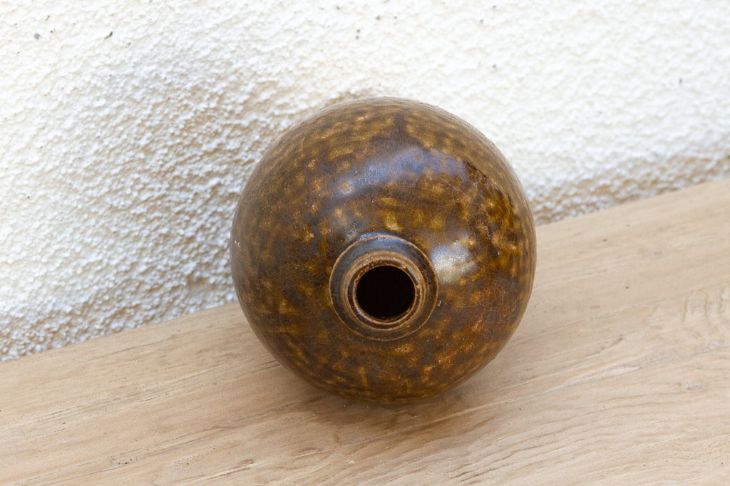 Antique Textured Glazed Brown Stoneware Wine Jug (Trade)