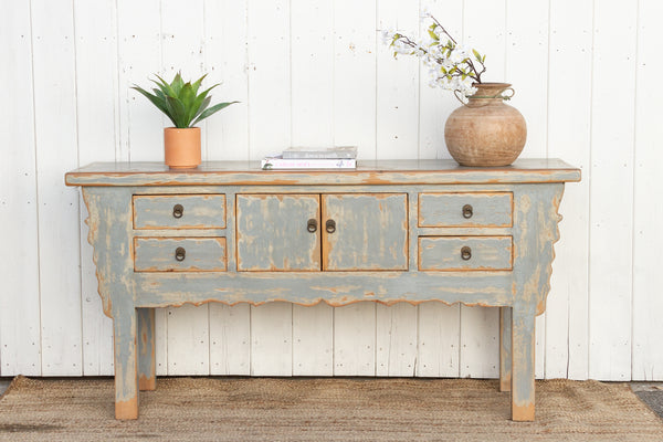 Farmhouse Style Misty Blue Credenza