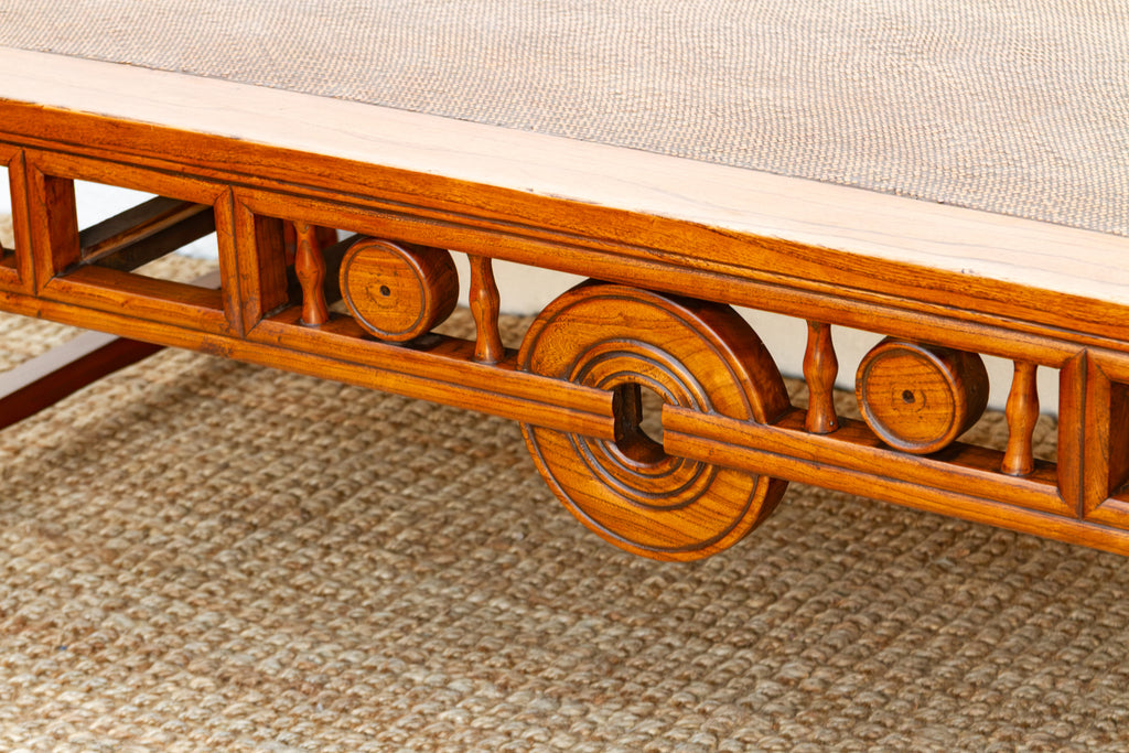 Large Antique Qing Woven Top Coffee Table