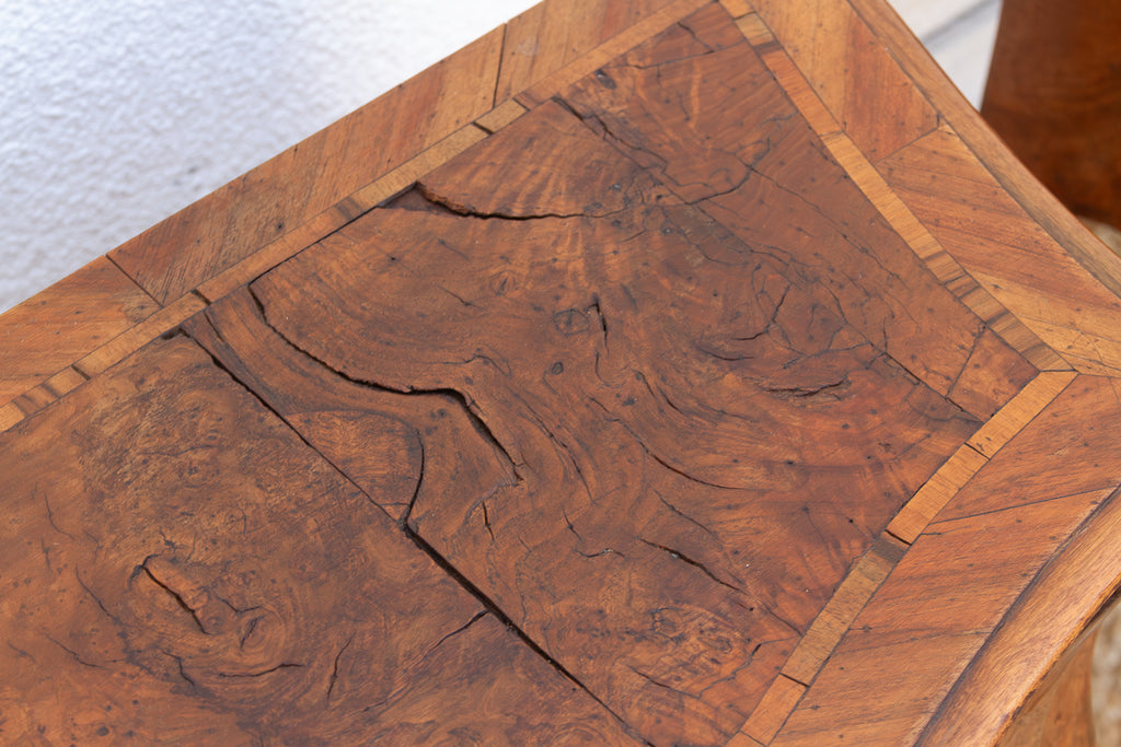 Pair of Mid Century Burr Walnut Italian Nightstands (Trade)