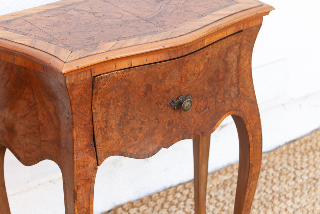 Pair of Mid Century Burr Walnut Italian Nightstands (Trade)