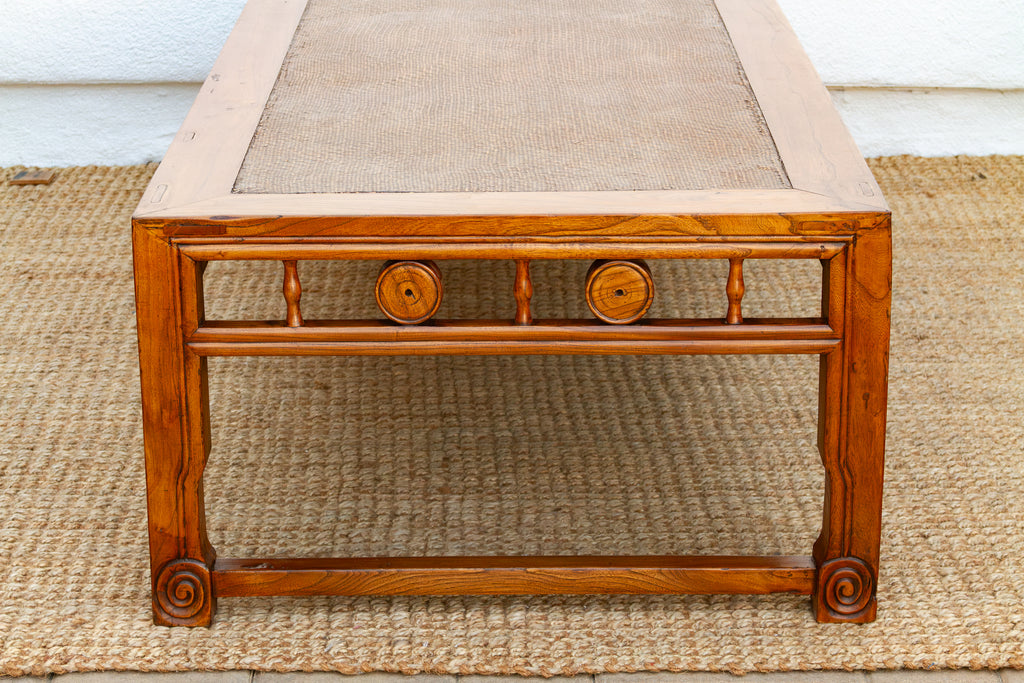 Large Antique Qing Woven Top Coffee Table