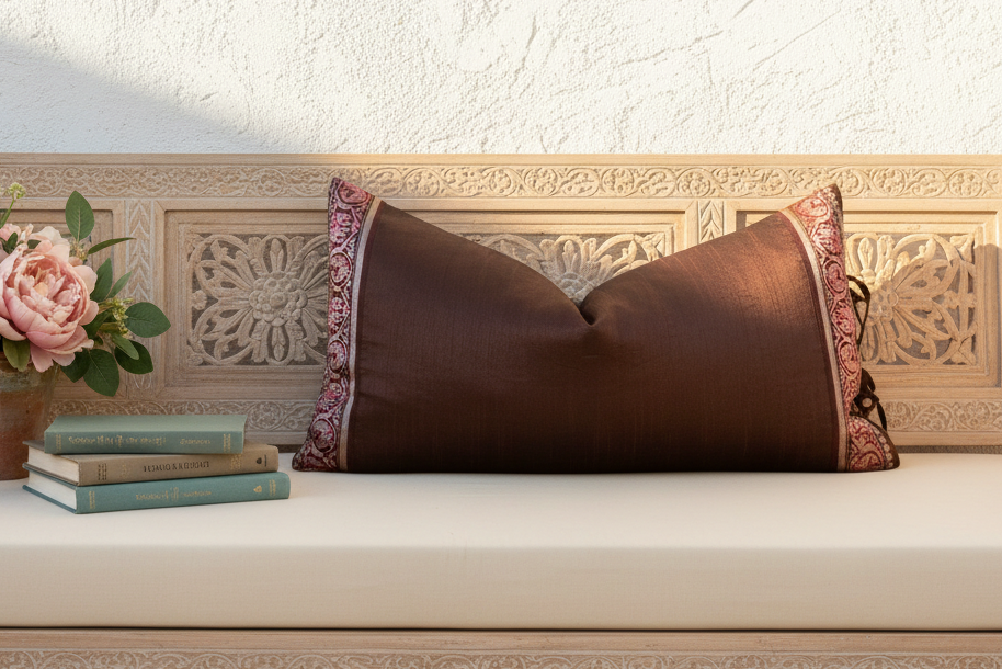 Lisha Large Festive Indian Silk Queen Lumbar Pillow Cover